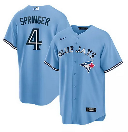 Men Toronto Blue Jays 4 George Springer Light Blue Cool Base Stitched jersey