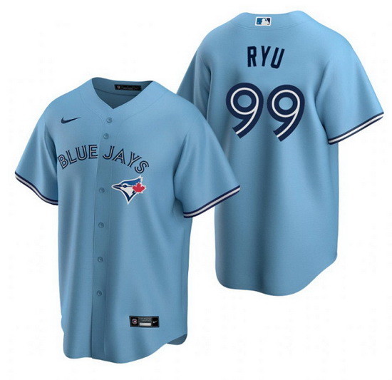 Men Toronto Blue Jays 99 Hyun Jin Ryu Blue Cool Base Stitched jersey