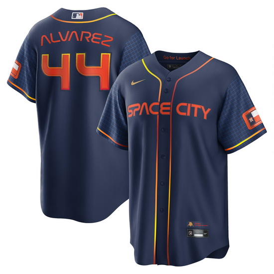 Men Houston Astros 44 Yordan Alvarez 2022 Navy City Connect Cool Base Stitched jersey