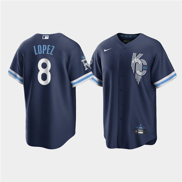 Men Kansas City Royals 8 Nicky Lopez 2022 Navy City Connect Cool Base Stitched jersey