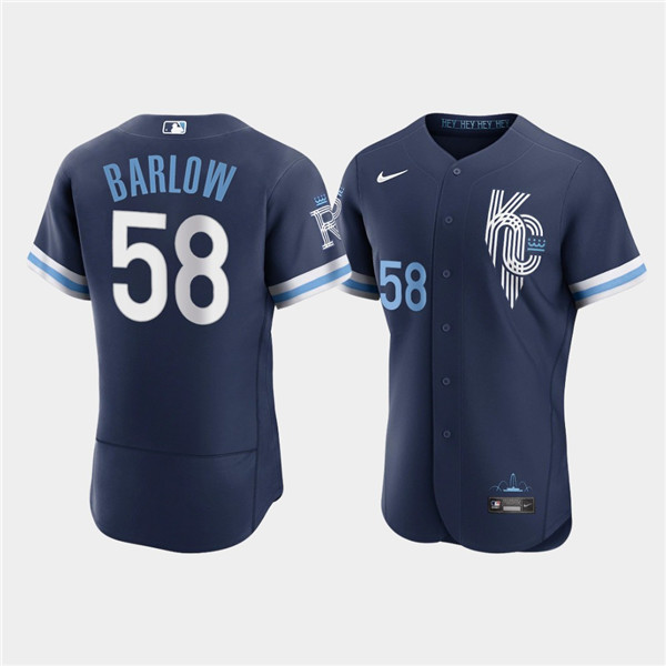 Men Kansas City Royals 58 Scott Barlow 2022 Navy City Connect Flex Base Stitched MLB jersey