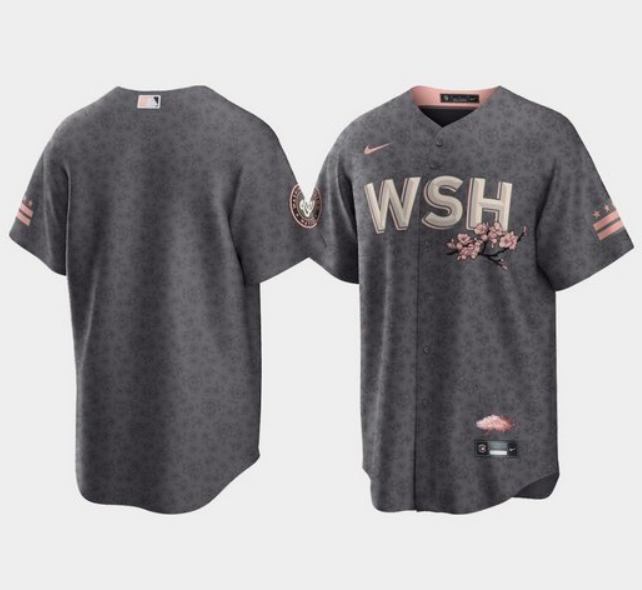 Men Washington Nationals Blank 2022 Grey City Connect Cherry Blossom Cool Base Stitched jersey