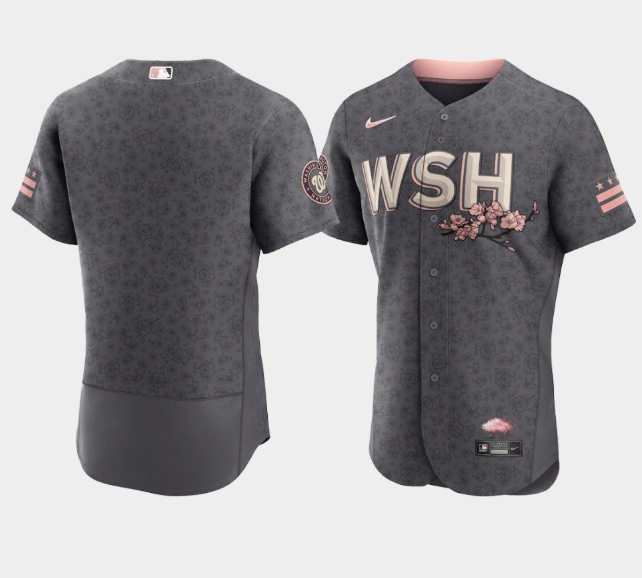 Men Washington Nationals Blank 2022 Grey City Connect Cherry Blossom Flex Base Stitched MLB jersey