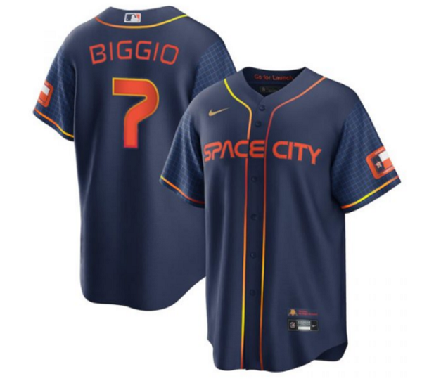 Men Houston Astros 7 Craig Biggio 2022 Navy City Connect Cool Base Stitched jersey