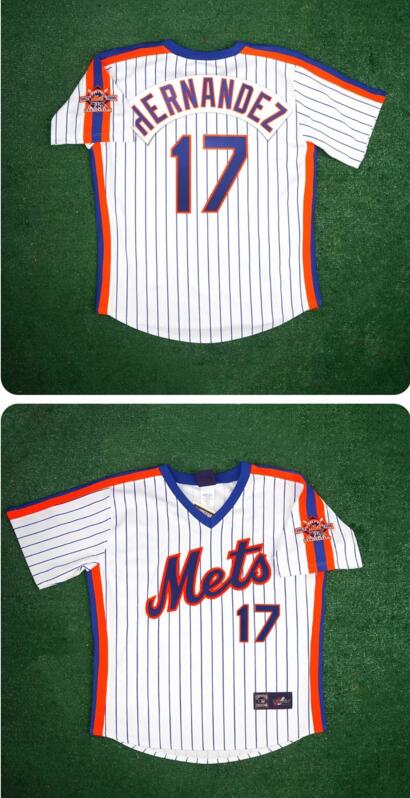 Men Mets #17 Hernandez White Stitched Baseball Jersey