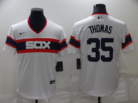 Men Chicago White Sox 35 Frank Thomas Throwback Cool Base Stitched Jerse