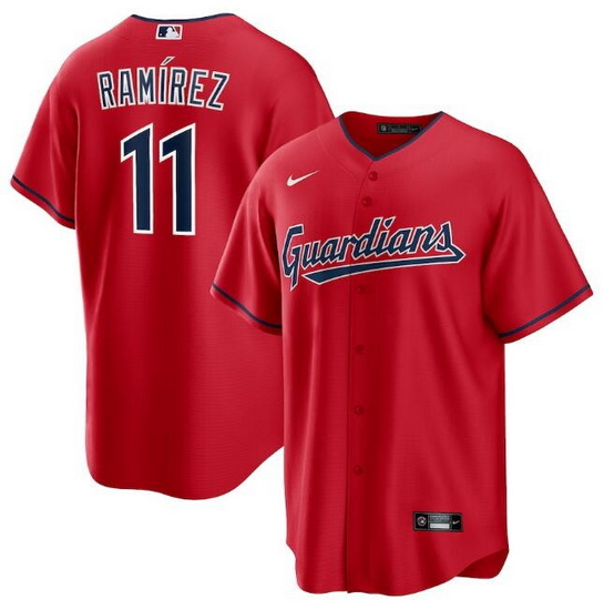 Men Cleveland Guardians 11 Jos E9 Ram EDrez Red Cool Base Stitched Baseball Jerse