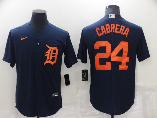 Men Detroit Tigers 24 Miguel Cabrera Navy Cool Base Stitched Jerse