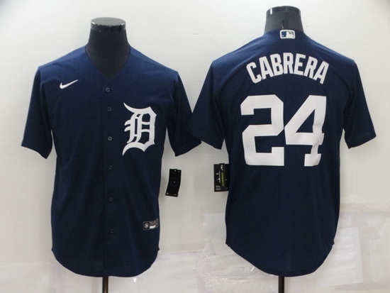 Men Detroit Tigers 24 Miguel Cabrera Navy Cool Base Stitched Jersey