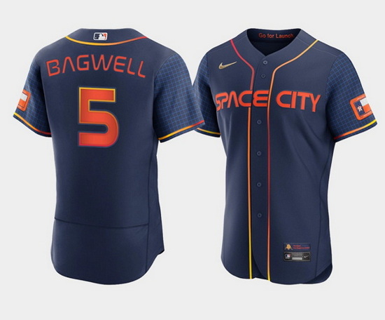 Men Houston Astros 5 Jeff Bagwell 2022 Navy City Connect Flex Base Stitched Baseball Jerse