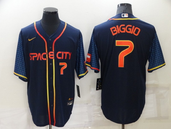 Men Houston Astros 7 Craig Biggio 2022 Navy City Connect Cool Base Stitched Jerse