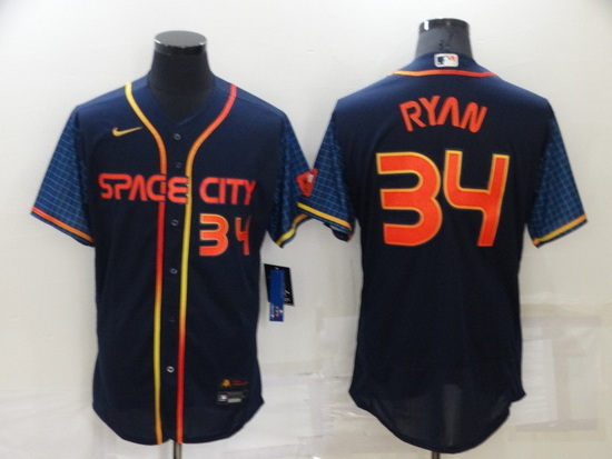 Men Houston Astros 34 Nolan Ryan 2022 Navy City Connect Flex Base Stitched Baseball Jerse