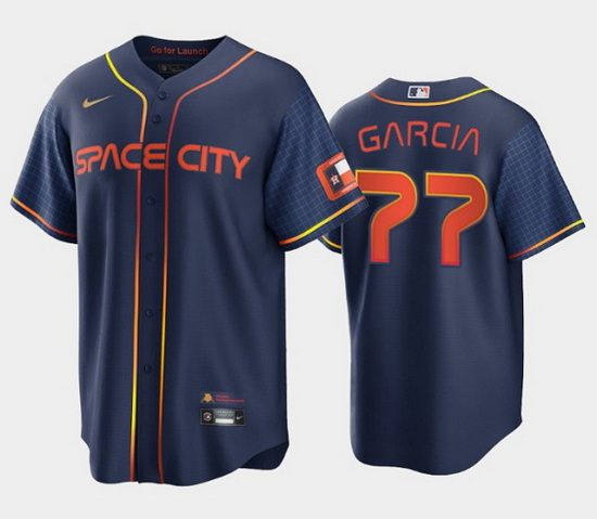 Men Houston Astros 77 Luis Garcia 2022 Navy City Connect Cool Base Stitched Jerse