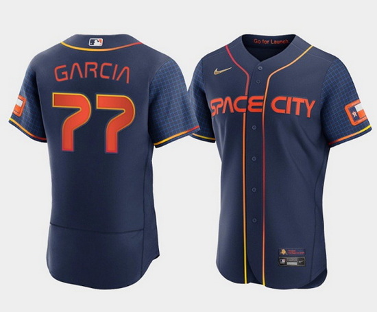 Men Houston Astros 77 Luis Garcia 2022 Navy City Connect Flex Base Stitched Baseball Jerse