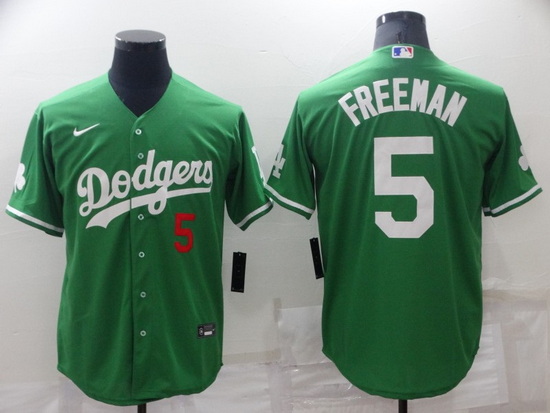 Men Los Angeles Dodgers 5 Freddie Freeman Green Stitched Baseball Jerse