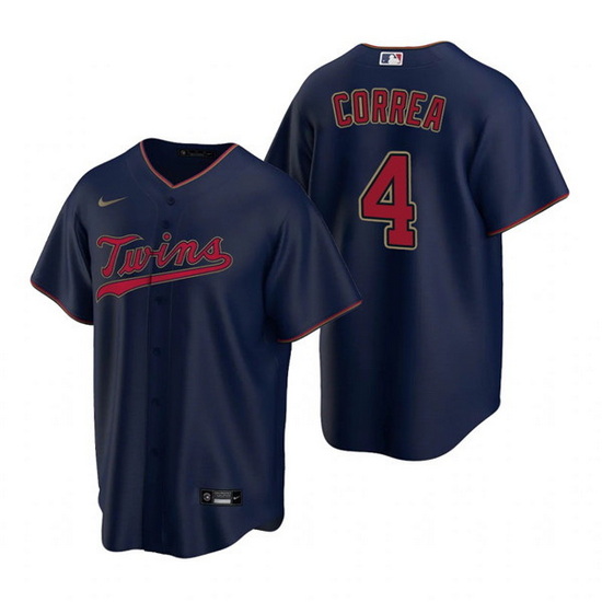 Men Minnesota Twins 4 Carlos Correa Navy Cool Base Stitched Jerse