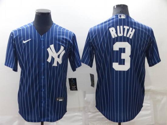 Men New York Yankees 3 Babe Ruth Navy Cool Base Stitched Jerse