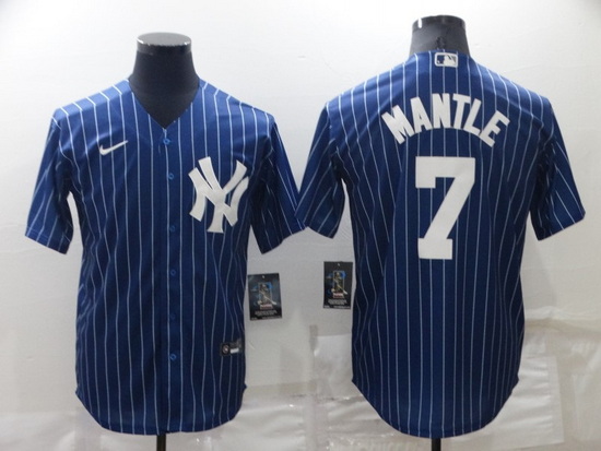 Men New York Yankees 7 Mickey Mantle Navy Cool Base Stitched Jerse