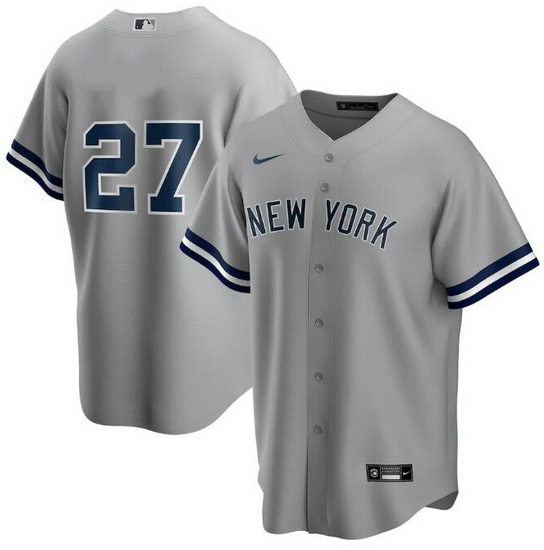 Men New York Yankees 27 Giancarlo Stanton Grey Cool Base Stitched Baseball Jerse