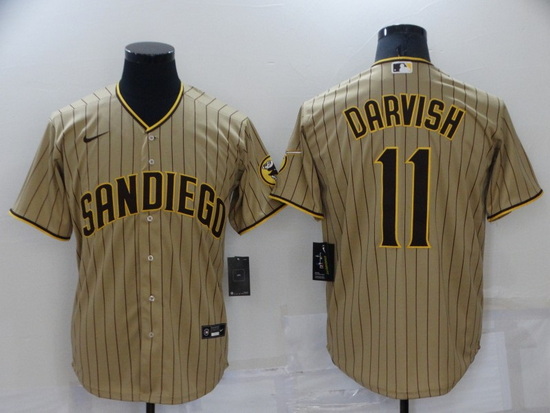 Men San Diego Padres 11 Yu Darvish Brown Cool Base Stitched Jerse