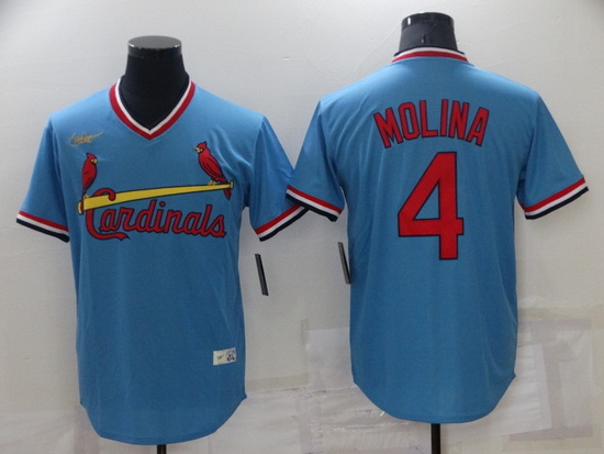 Men St  Louis Arizona Cardinals 4 Yadier Molina Blue Cool Base Stitched Jerse