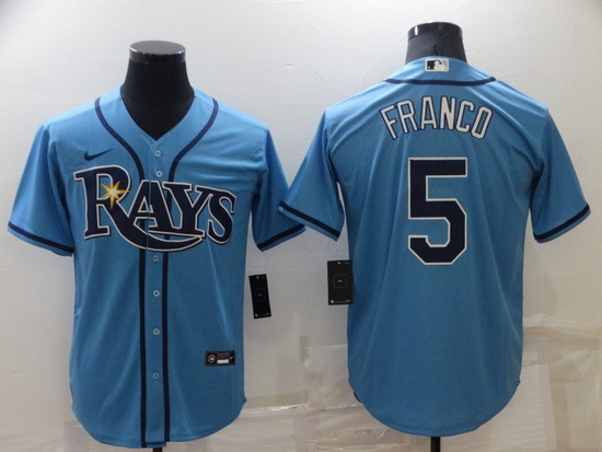 Men Tampa Bay Rays 5 Wander Franco Blue Cool Base Stitched Baseball Jerse