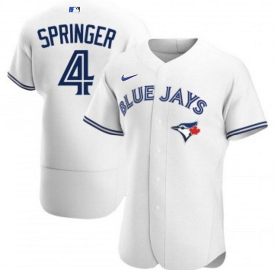 Men Toronto Blue Jays 4 George Springer 2020 White Flex Base Stitched Jerse