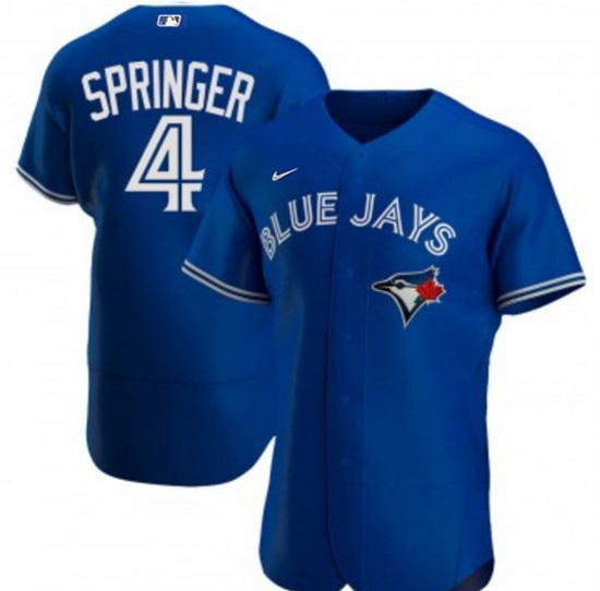 Men Toronto Blue Jays 4 George Springer Royal Flex Base Stitched Jerse