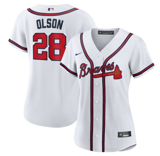 Women Atlanta Braves Matt Olson White Cool Base Stitched Jersey