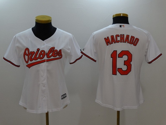 Women Baltimore Orioles 13 Manny Machado White Cool Base Stitched Jerse