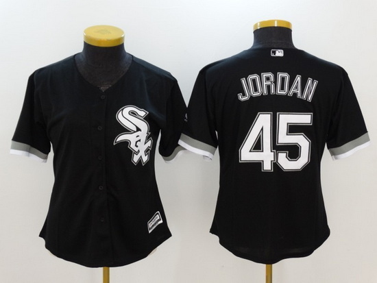 Women Chicago White Sox 45 Michael Jordan Black Stitched Jersey