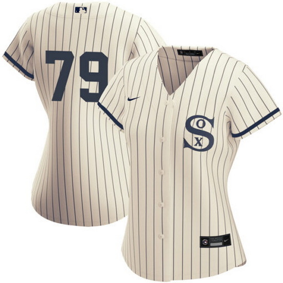 Women Chicago White Sox 79 Jose Abreu 2021 Cream Navy Name 26Number Field Of Dreams Cool Base Stitch