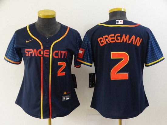 Women Houston Astros 2 Alex Bregman 2022 Navy City Connect Stitched Jerseys