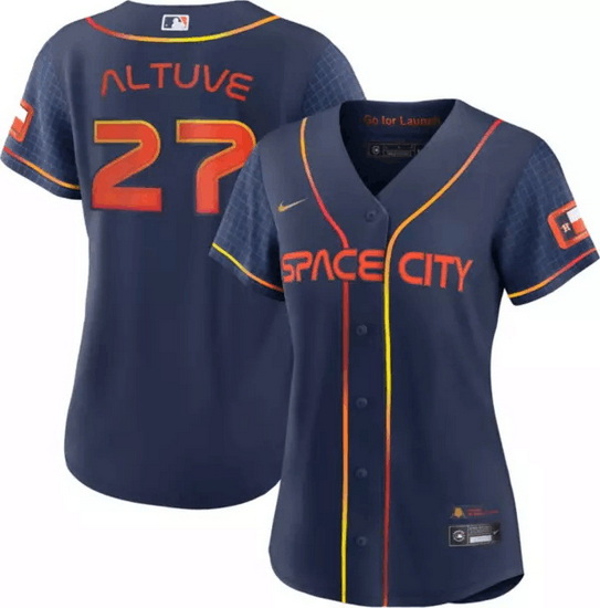 Women Houston Astros 27 Jose Altuve 2022 Navy City Connect Stitched Jersey