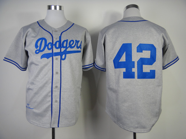 Men Los Angeles Dodgers #42 Jackie Robinson Gray Stitched Road Jersey