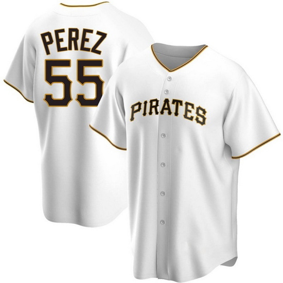 Men's Nike Pittsburgh Pirates #55 Roberto Perez White Stitched B
