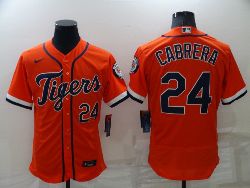 Men Detroit Tigers 24 Miguel Cabrera Orange Flex Base Stitched Jerse