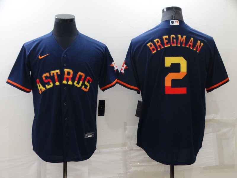 Men Houston Astros 2 Alex Bregman 2022 Navy Cool Base Stitched Jerse