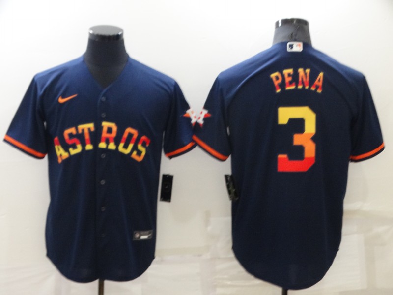 Men Houston Astros 3 Jeremy Pe F1a 2022 Navy Cool Base Stitched Jerse