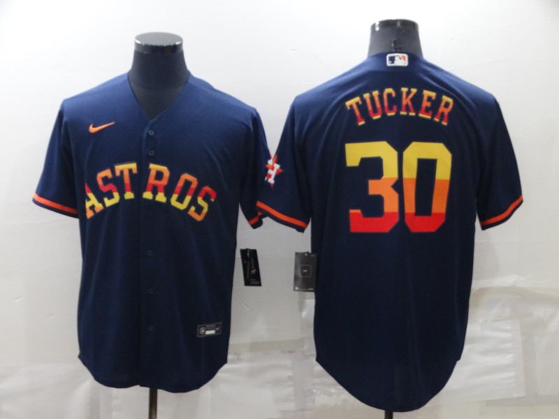 Men Houston Astros 30 Kyle Tucker 2022 Navy Cool Base Stitched Jerse