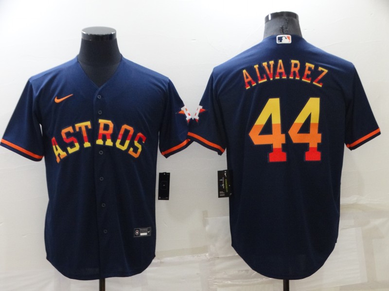 Men Houston Astros 44 Yordan Alvarez 2022 Navy Cool Base Stitched Jerse