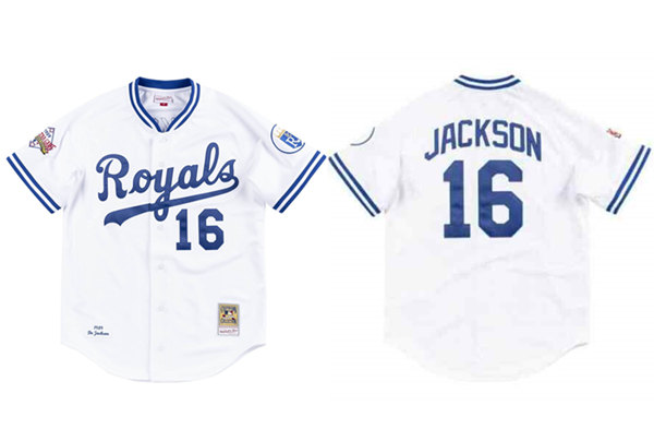 Men Kansas City Royals 16 Bo Jackson 1989 White Stitched Jerse