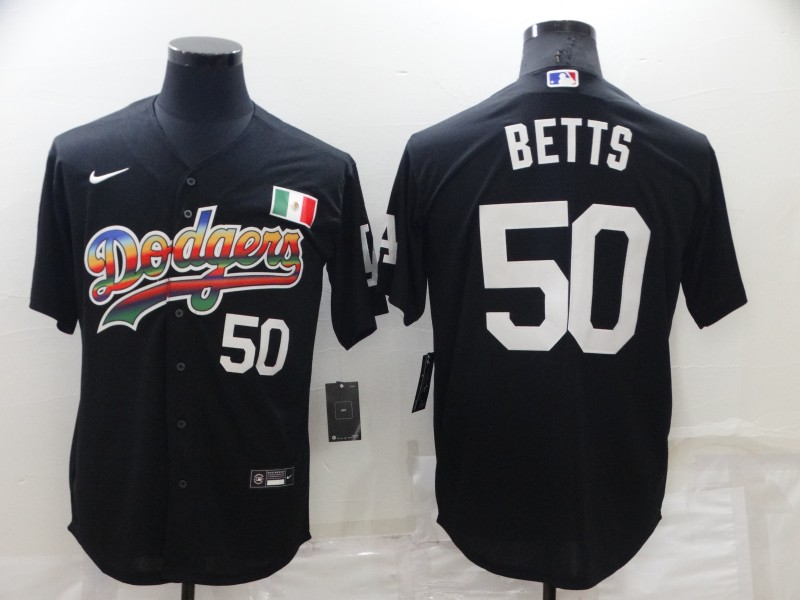 Men Los Angeles Dodgers 50 Mookie Betts Black Stitched Baseball Jerse