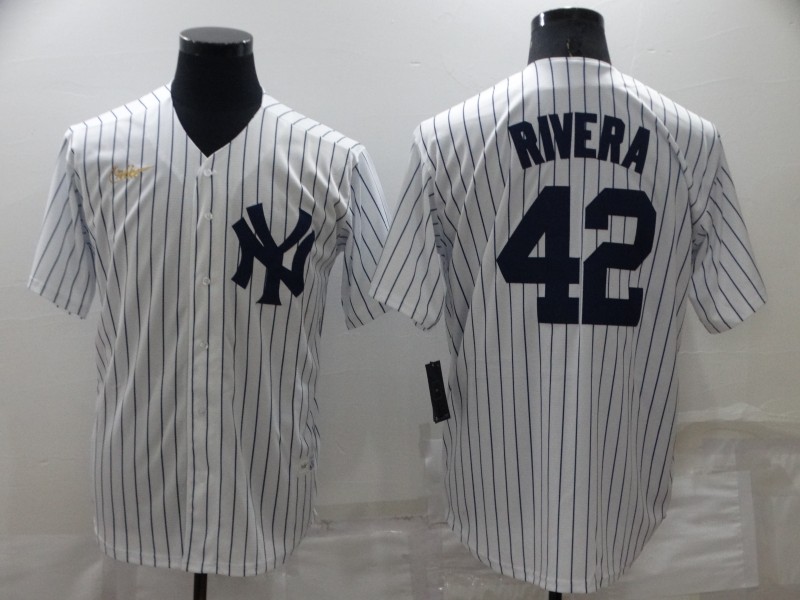 Men New York Yankees 42 Mariano Rivera White Cool Base Stitched Baseball Jerse