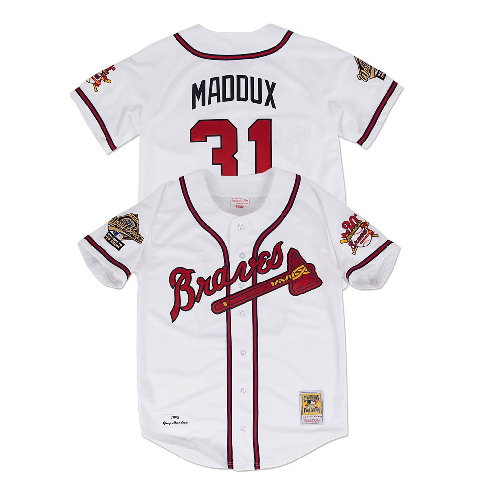 Men Greg Maddux 1995 Atlanta Braves Mitchell & Ness Authentic World Series Jersey