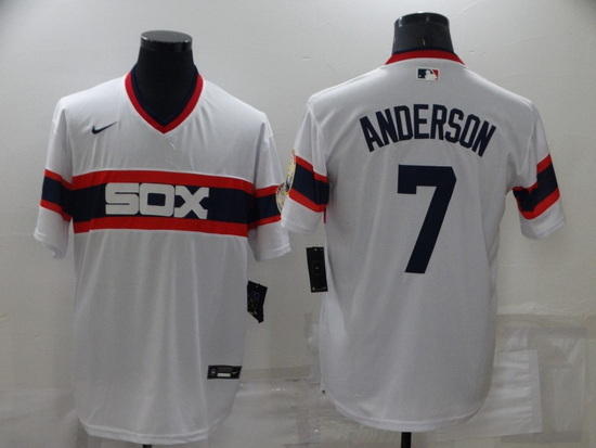 Men Chicago White Sox 7 Tim Anderson Throwback Cool Base Stitched Jerseys