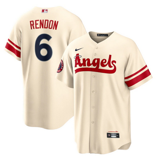 Men Los Angeles Angels 6 Anthony Rendon 2022 Cream City Connect Cool Base Stitched Jerseys