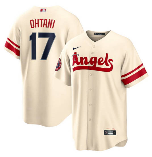 Men Los Angeles Angels 17 Shohei Ohtani 2022 Cream City Connect Cool Base Stitched Jerseys