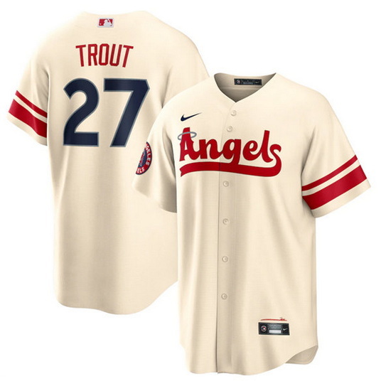 Men Los Angeles Angels 27 Mike Trout 2022 Cream City Connect Cool Base Stitched Jerseys