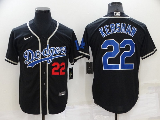 Men Los Angeles Dodgers 22 Clayton Kershaw Black Cool Base Stitched Baseball Jerseys